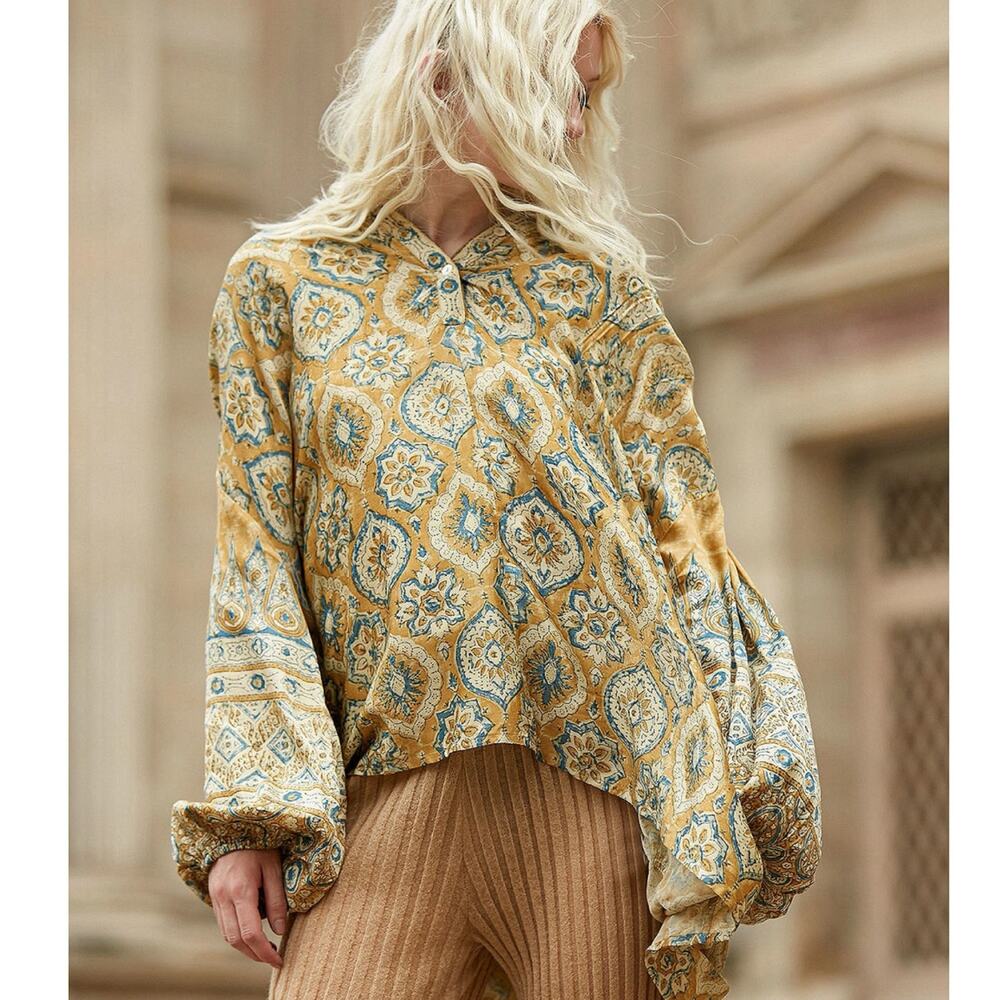 Mes Demoiselles Macadonie Silky Oversized Peasant Blouse M 6/8 NWT $275